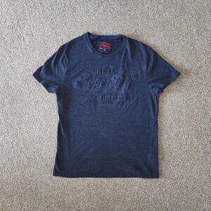 Superdry Vintage Embossed Logo Heather Denim Blue Short Sleeve T Shirt Size XL